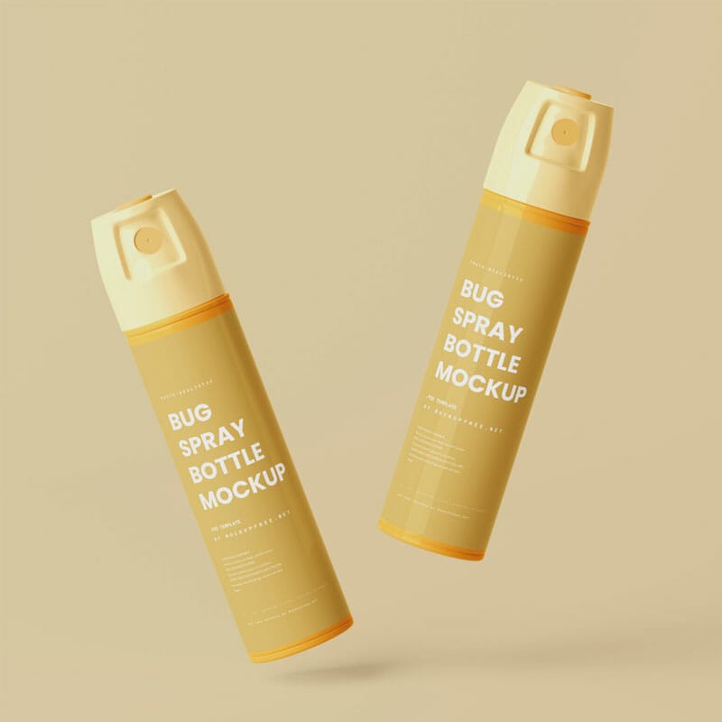 Free Tall Bug Spray Bottle Mockups PSD