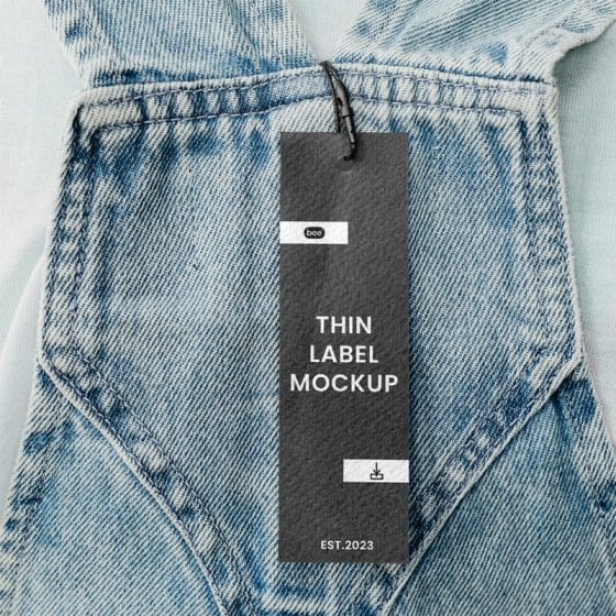 Free Thin Label With Jeans Mockup PSD