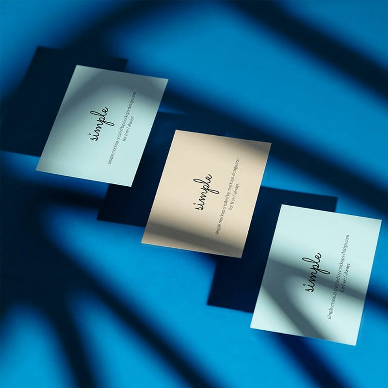 Free Three Business Cards With Shadow Mockup PSD