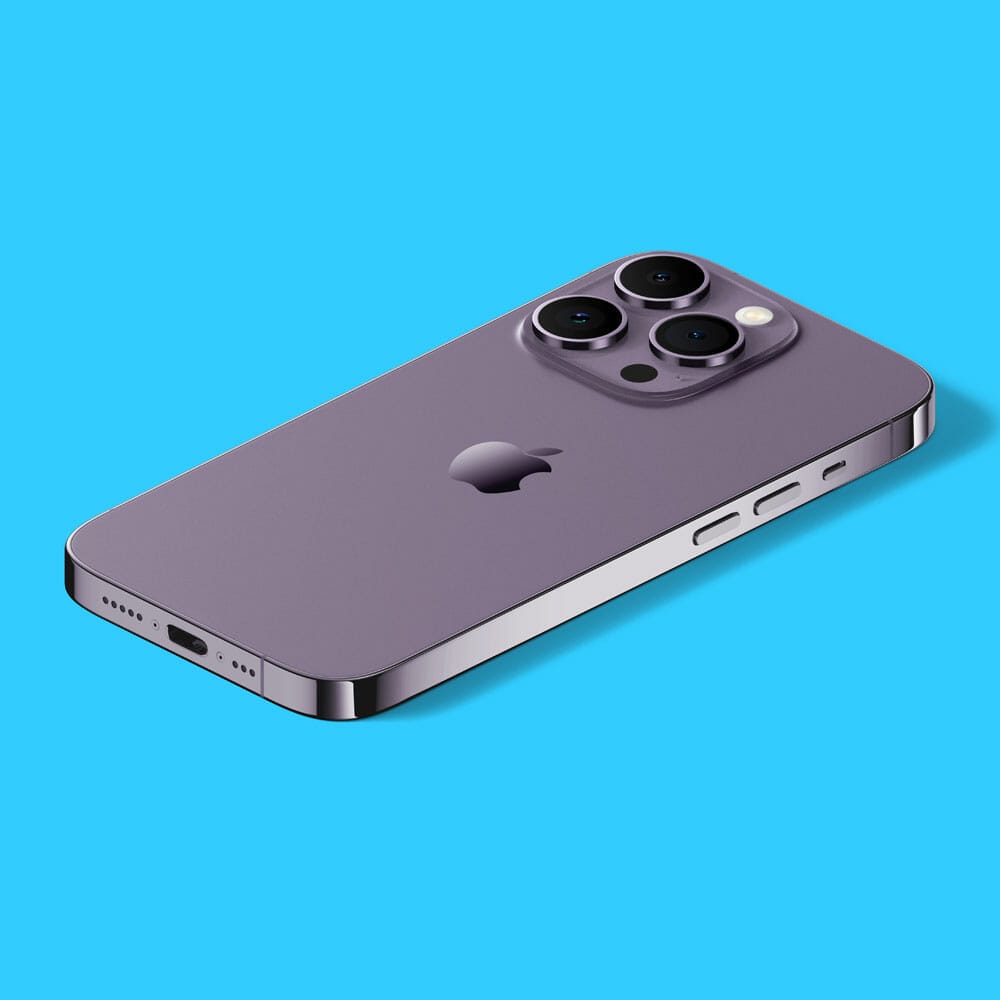 Isometric Free iPhone 14 Pro Mockup PSD