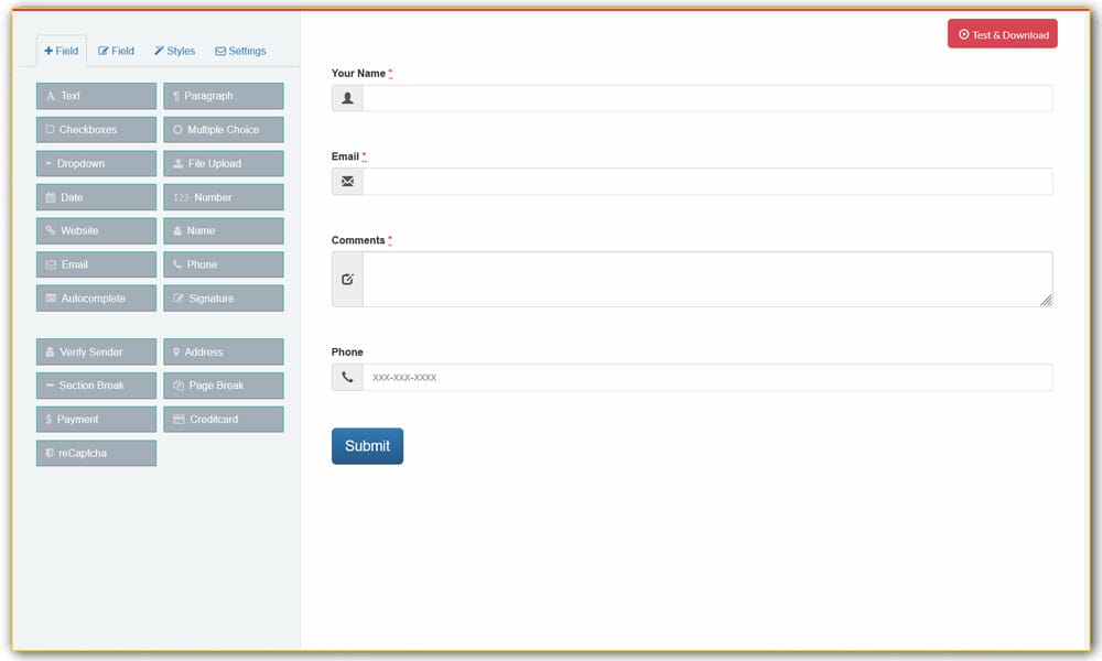 JQuery Form Builder