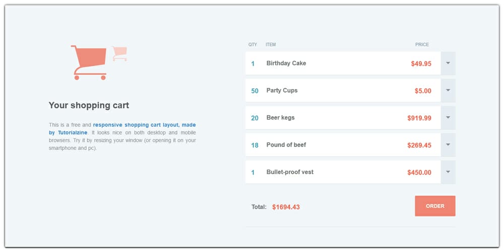 Responsive Shopping Cart Template