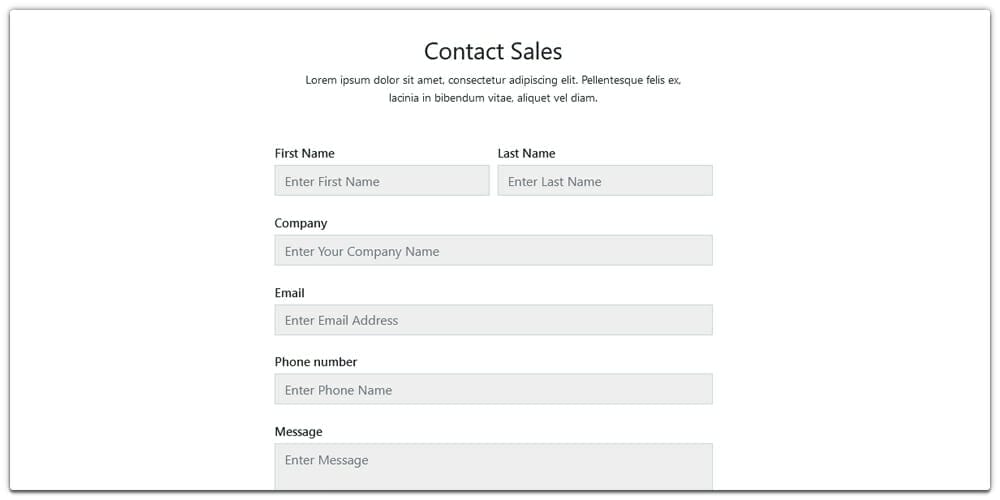 Sales Enquiry Form