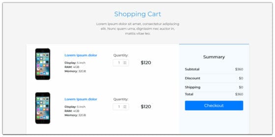 Free Bootstrap Shopping Cart Templates » CSS Author