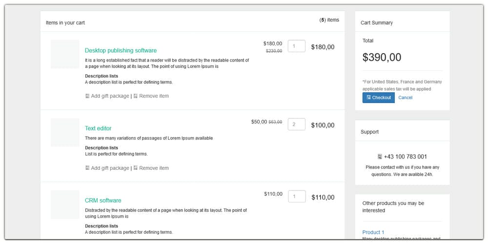 Shopping Cart Checkout Template