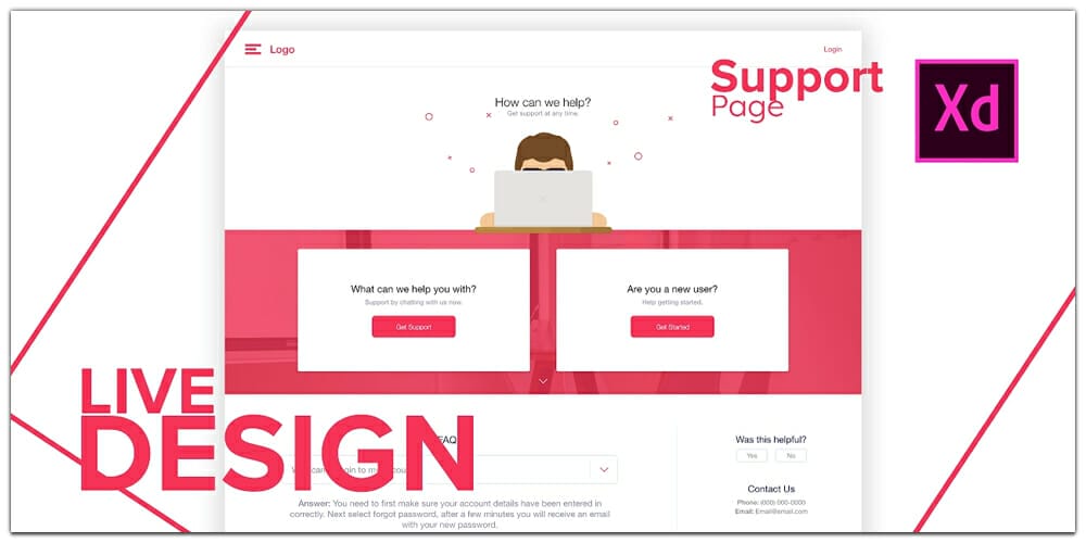 Support Page UI in Adobe XD