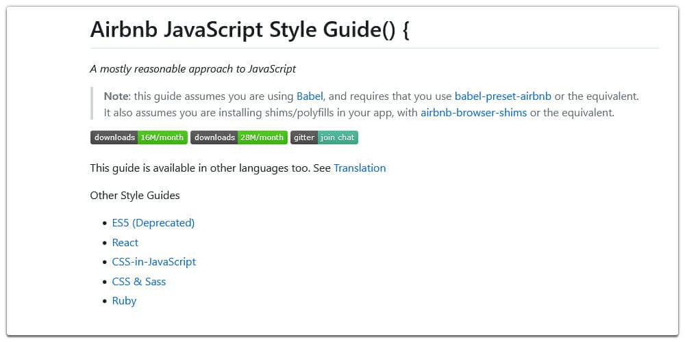 Airbnb JavaScript Style Guide