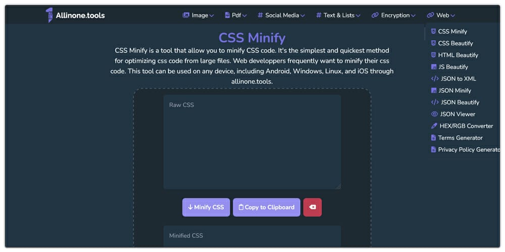 Allinone CSS Minify
