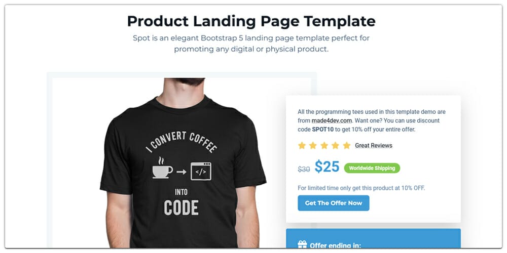 Bootstrap 5 Ecommerce Landing Page Template 