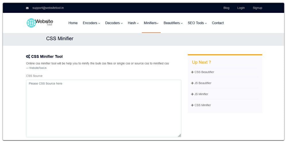 CSS Minifier Tool
