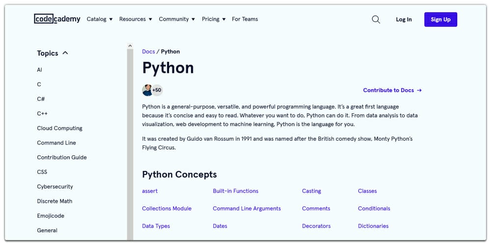 Codecademy Python Docs