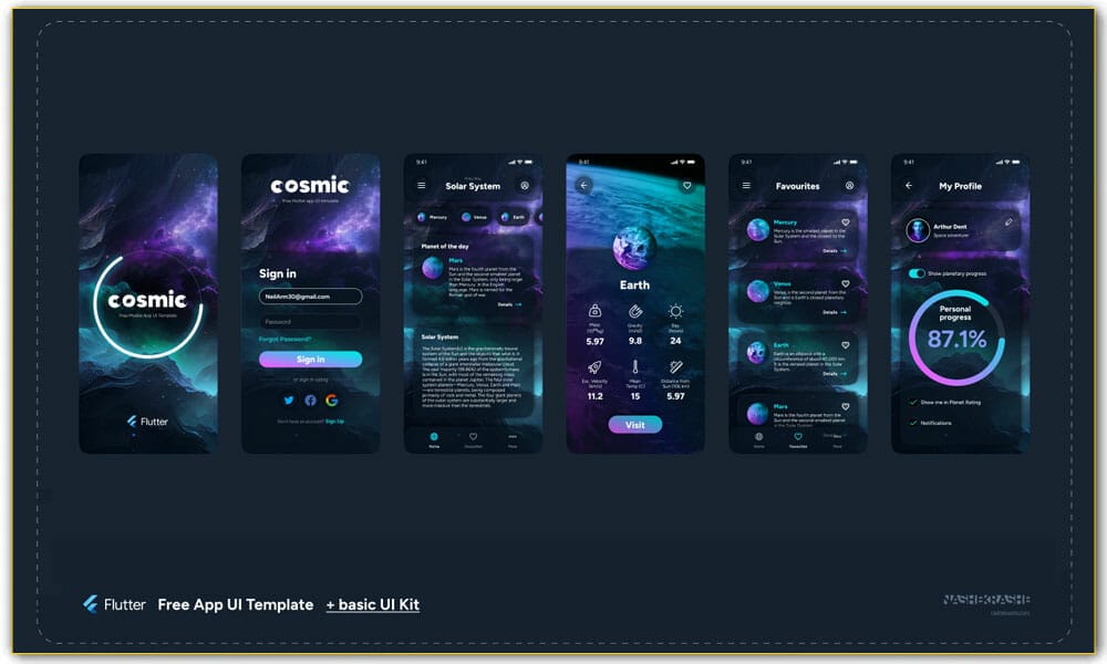 Cosmic - Free Flutter App UI Template