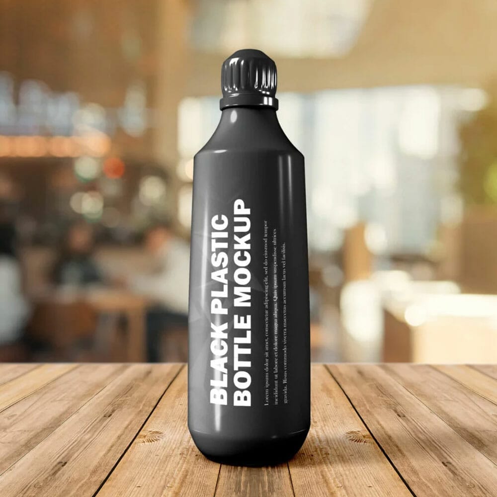 Free Black Plastic Bottle Mockup PSD Template