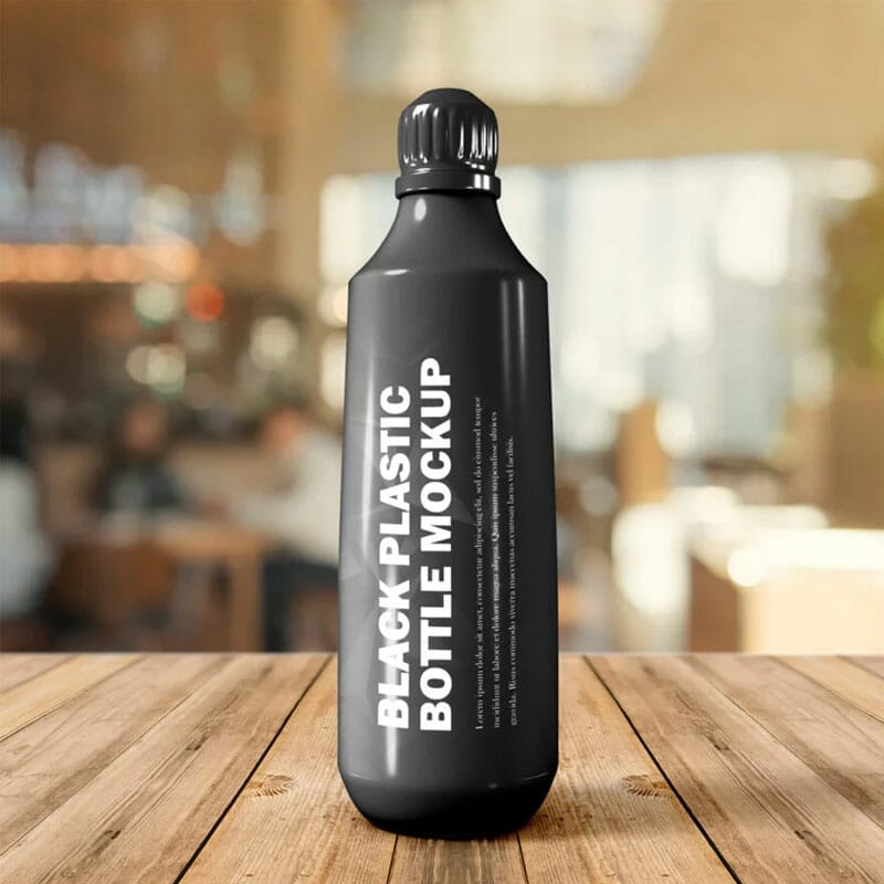 Free Black Plastic Bottle Mockup PSD Template