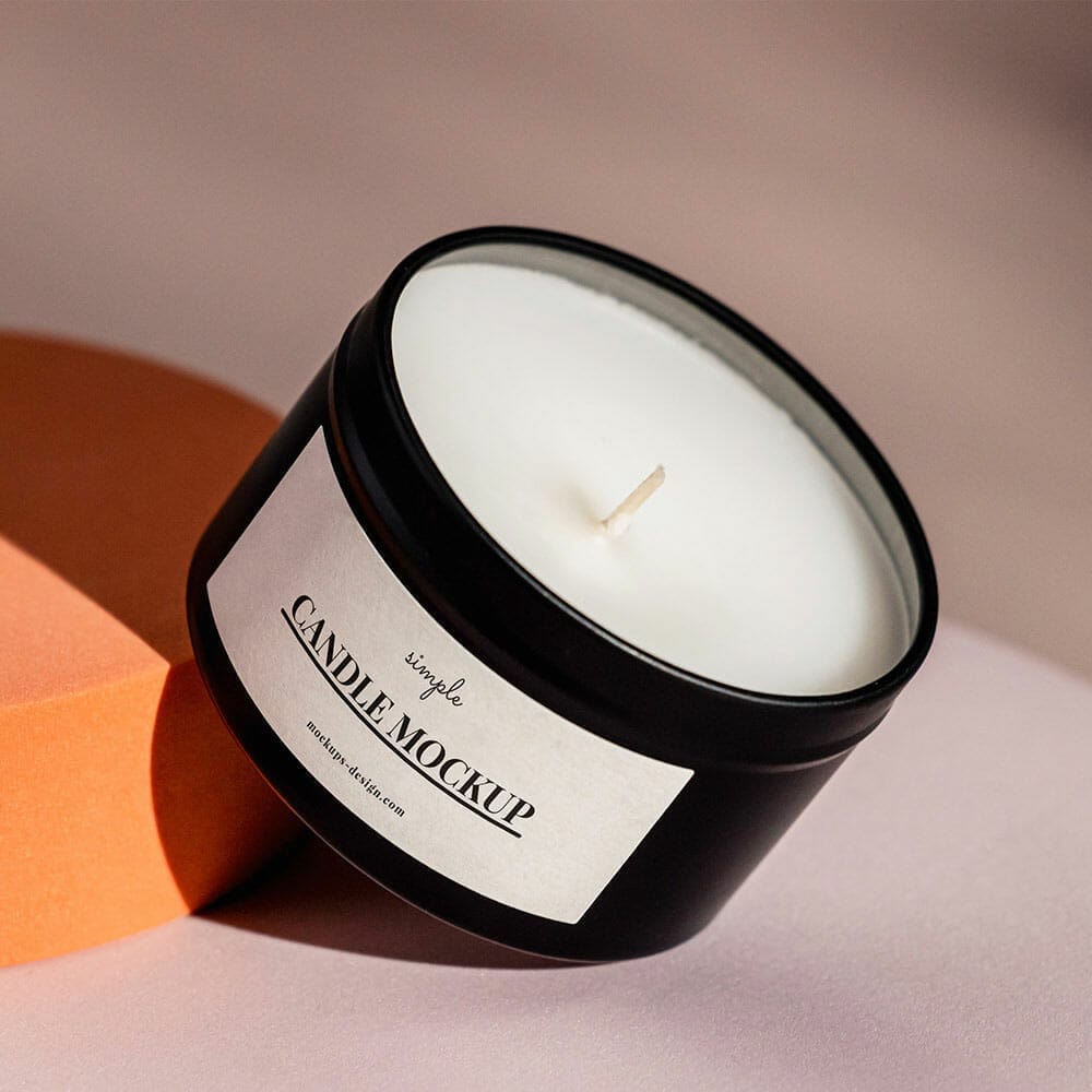 Free Black Tin Candle Mockup PSD