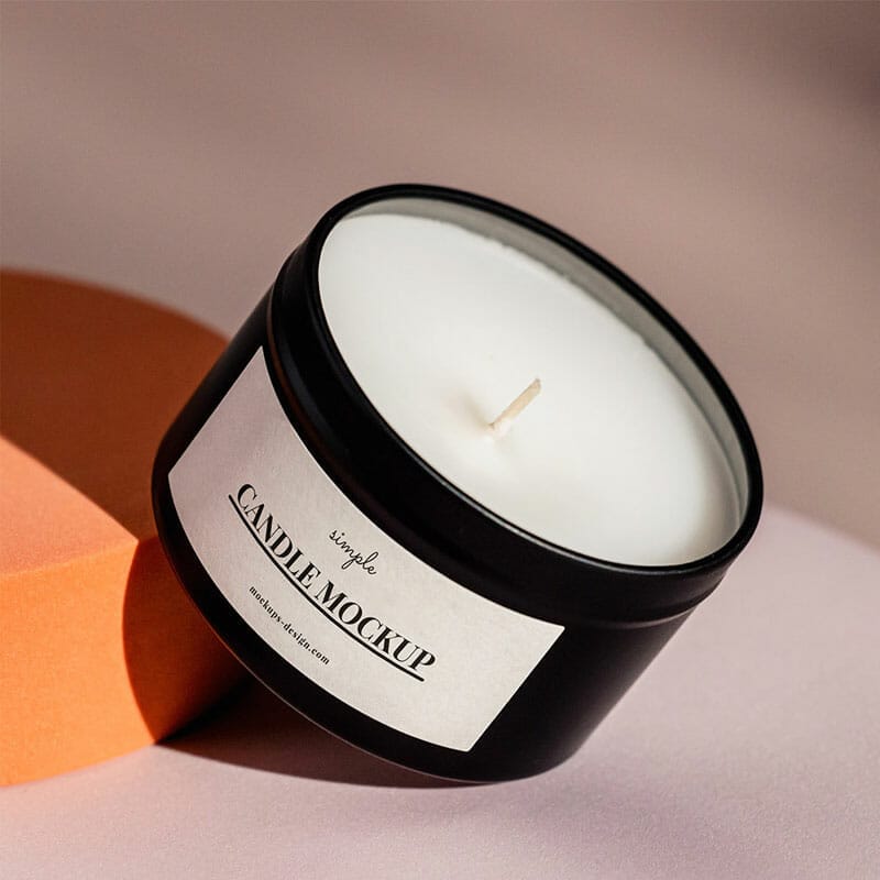 Free Black Tin Candle Mockup PSD