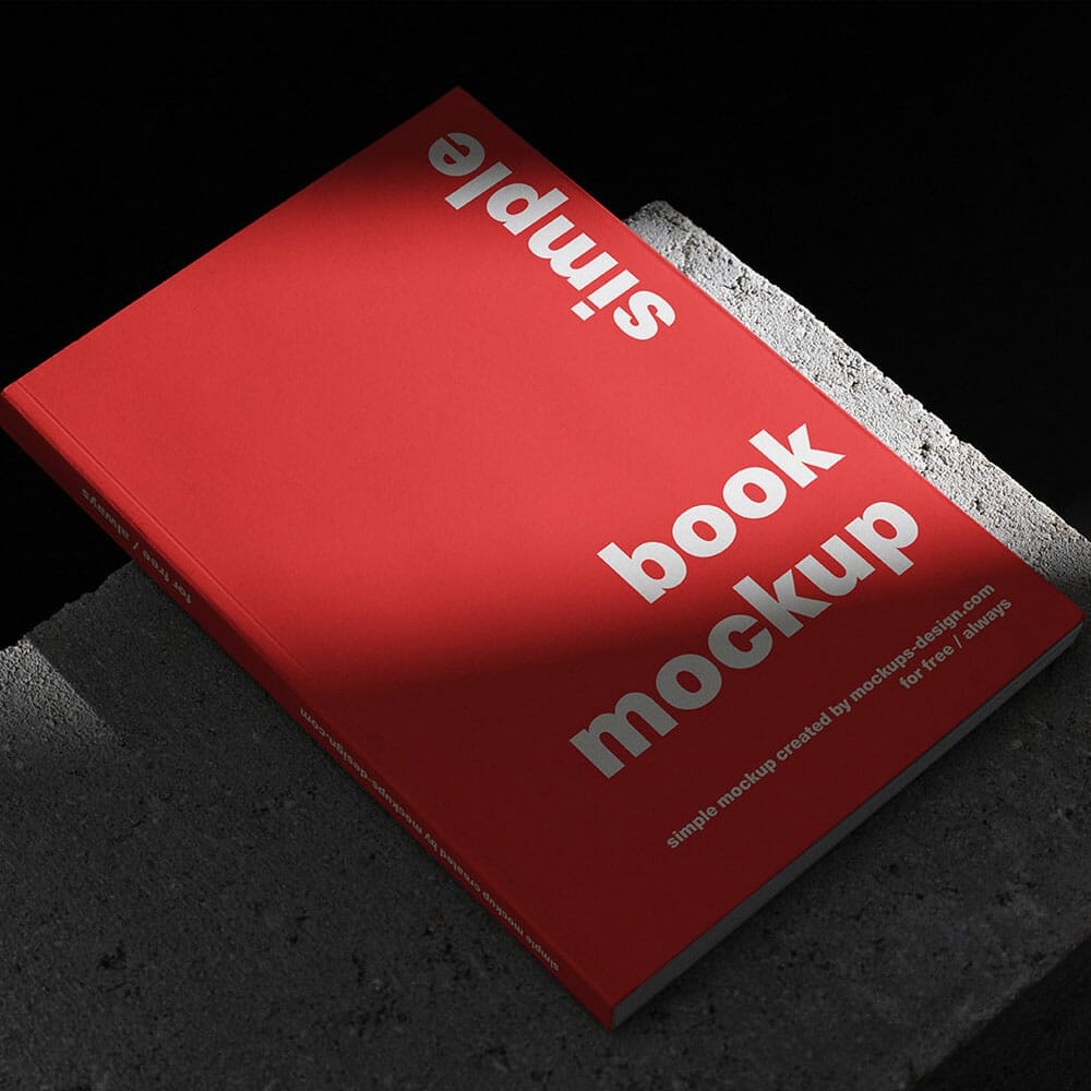 Free Book On The Concrete Tile Mockup PSD