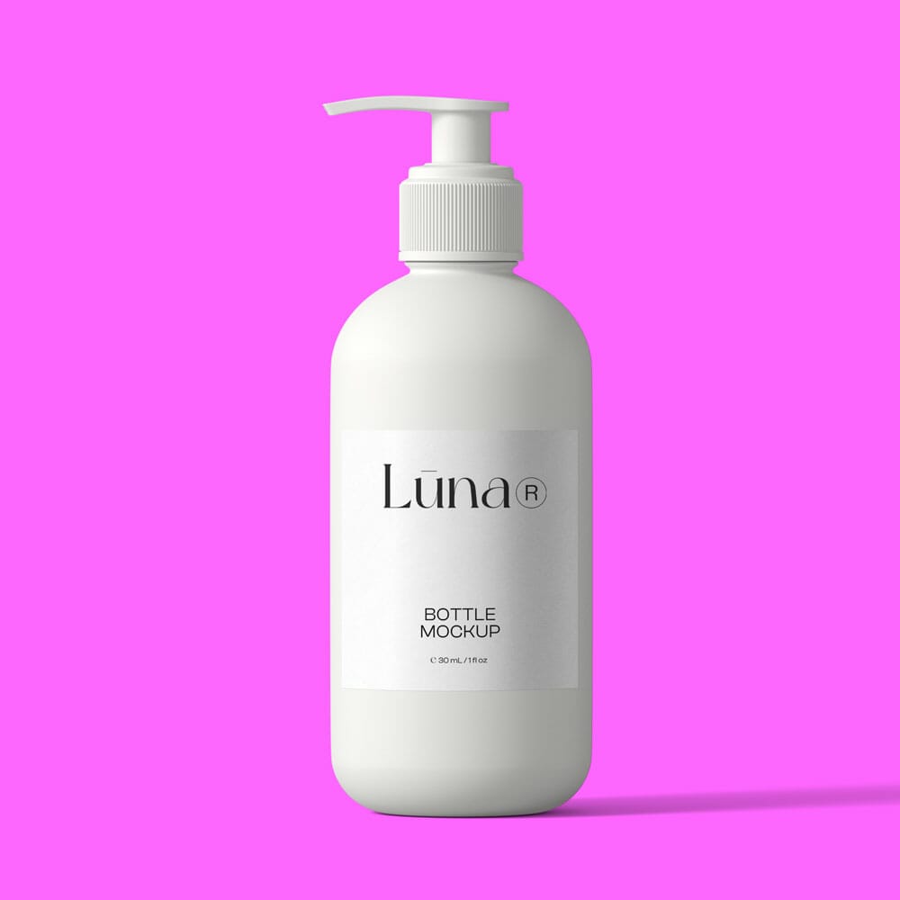 Free Bottle Front View Mockup PSD