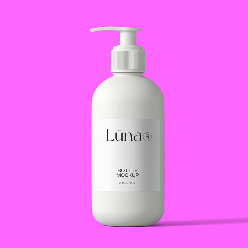 Free Bottle Front View Mockup PSD