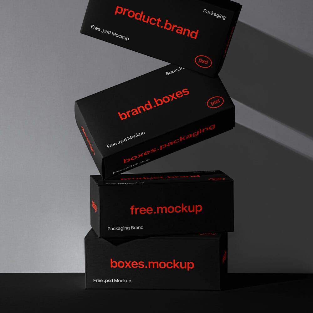 Free Boxes Brand Packaging Product PSD Mockup
