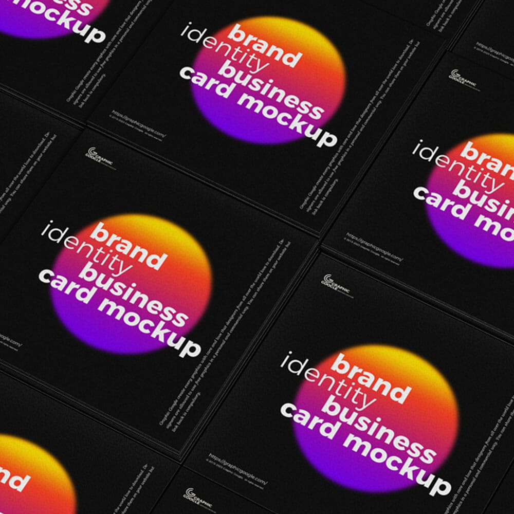 Free Brand Identity Square Business Card Mockup PSD