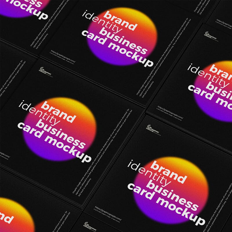 Free Brand Identity Square Business Card Mockup PSD