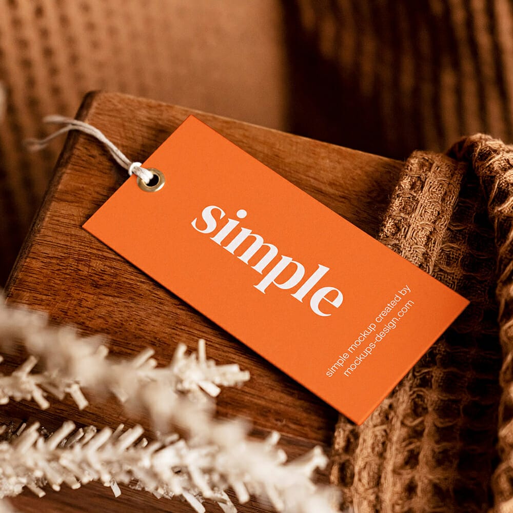 Free Brown Scene With Label Tag Mockup PSD