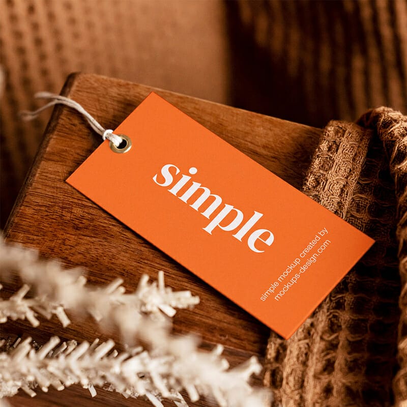 Free Brown Scene With Label Tag Mockup PSD