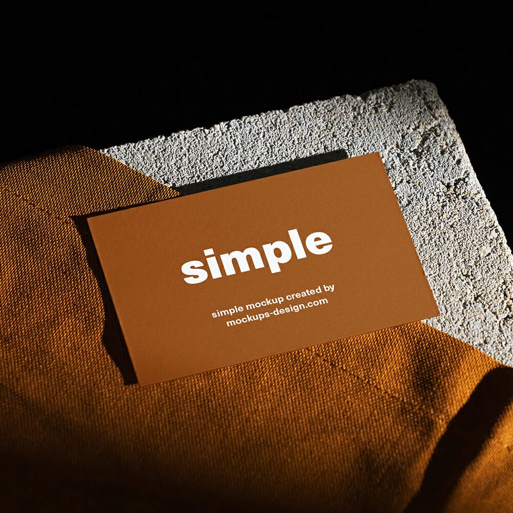 Free Business Card On Concrete Tile Mockup PSD