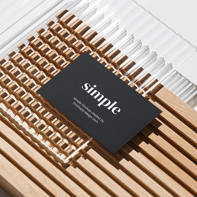 Free Business Card On Piece Of Glass Mockup PSD