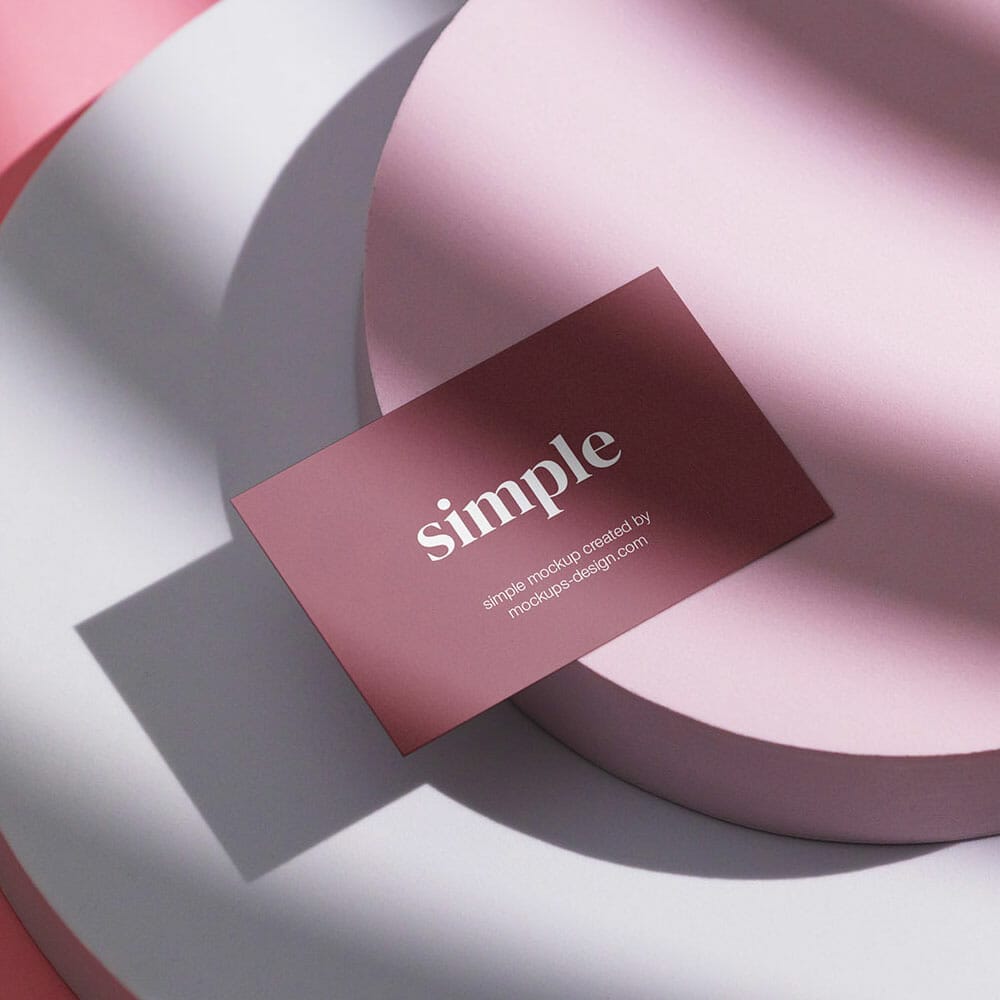 Free Business Card On Round Background Mockup PSD