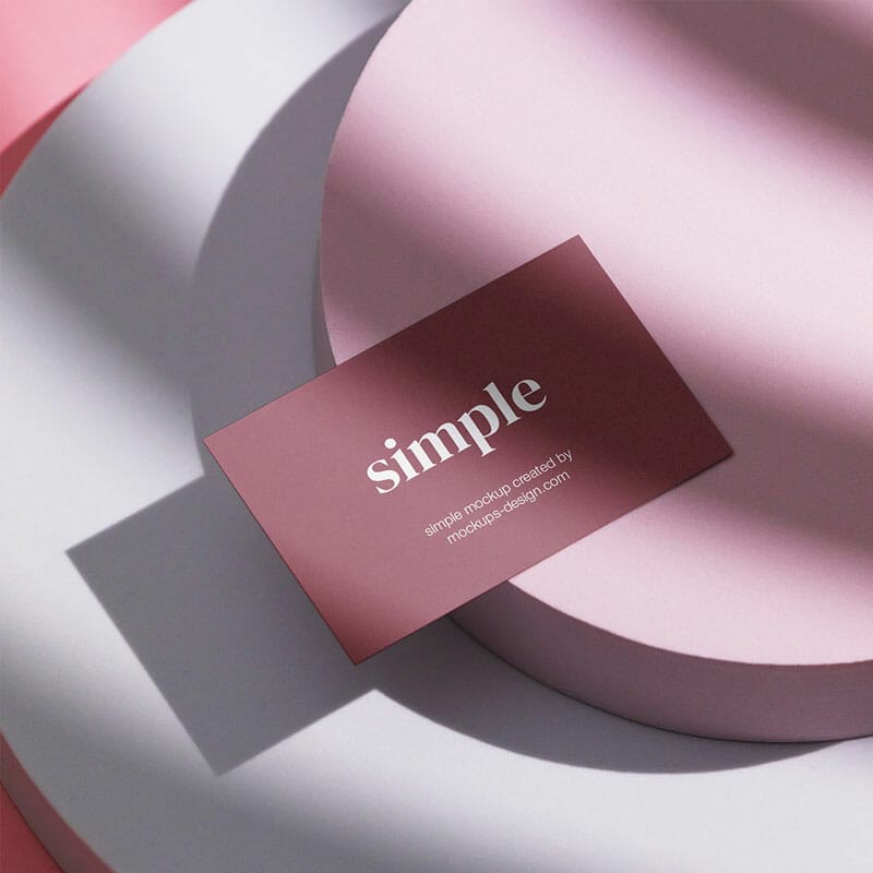 Free Business Card On Round Background Mockup PSD