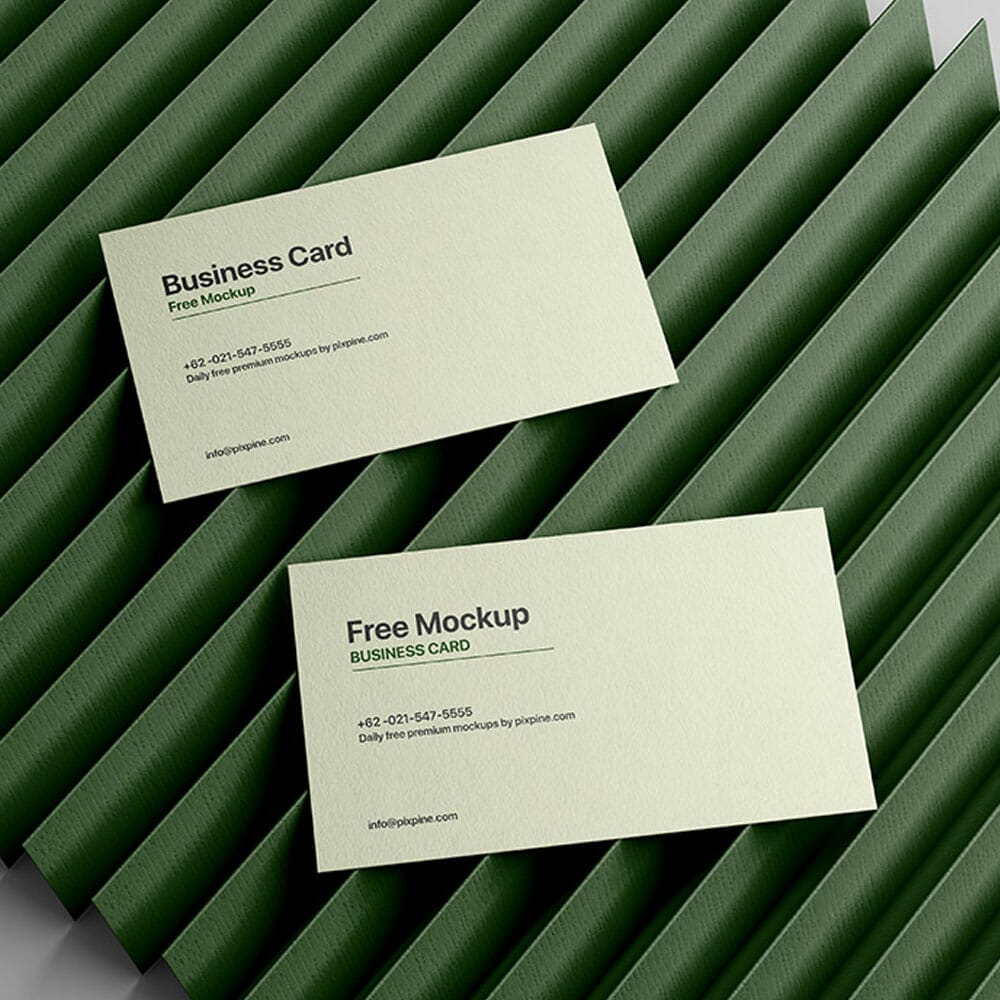 Free Business Card On Textured Paper Mockup PSD