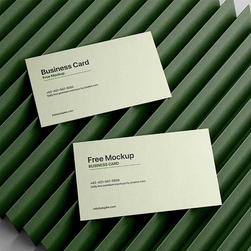 Free Business Card On Textured Paper Mockup PSD