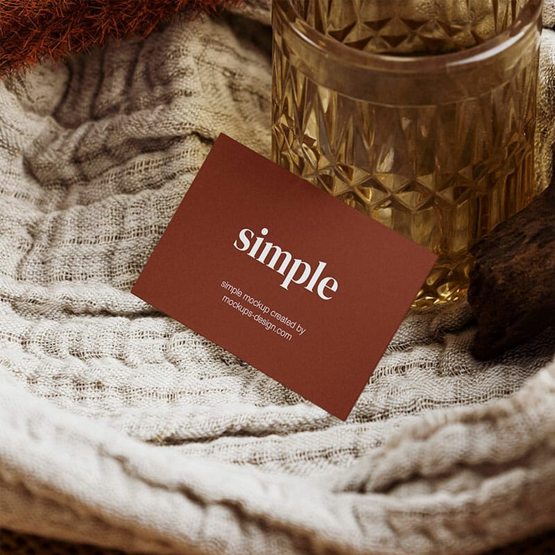 Free Business Card On The Blanket Mockup PSD