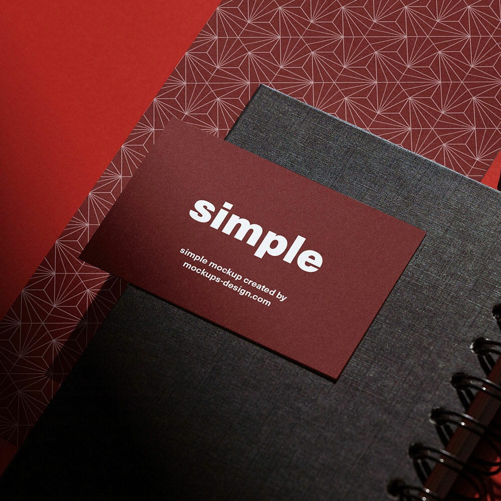Free Business Card On The Notepad Mockup PSD