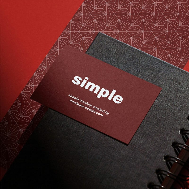 Free Business Card On The Notepad Mockup PSD