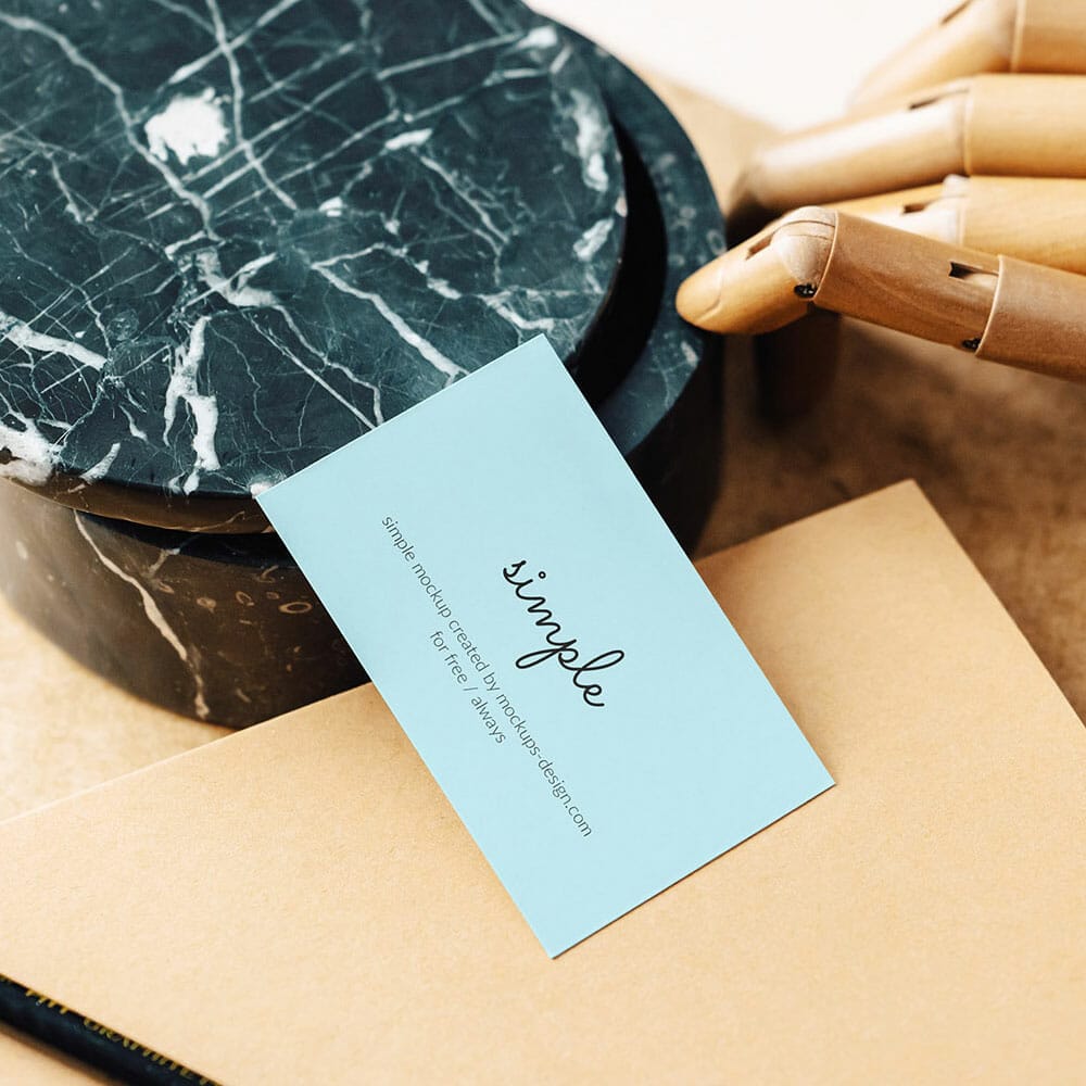 Free Business Card On The Notepad PSD