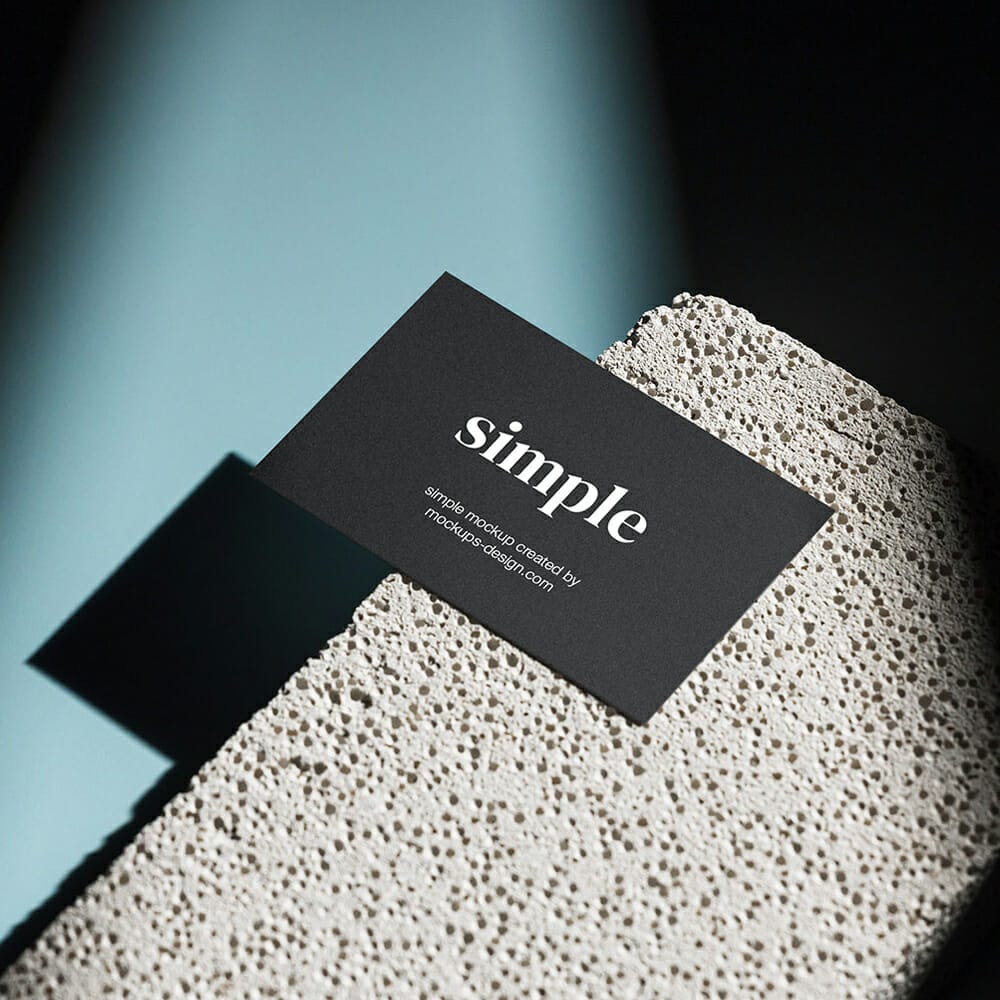 Free Business Card On The White Stone Tile Mockup PSD