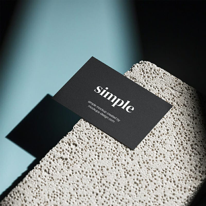 Free Business Card On The White Stone Tile Mockup PSD