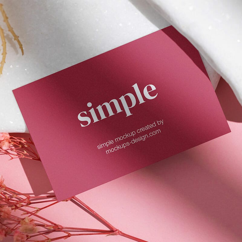 Free Business Card On White Stones Mockup PSD