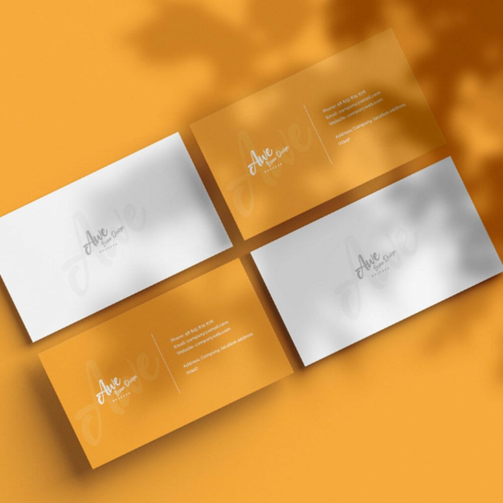 Free Business Card PSD Mockup With Shadow Overlay