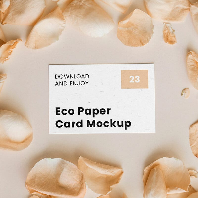 Free Business Card With Flower Petal Mockup PSD