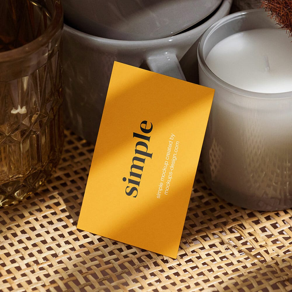 Free Business Card With The Candle Mockup PSD