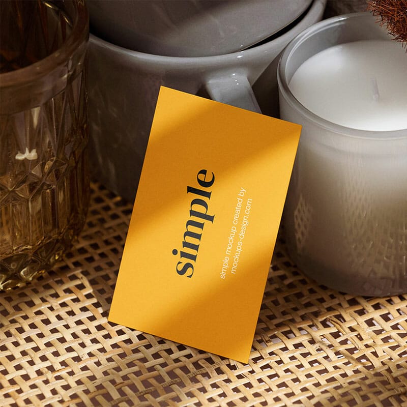 Free Business Card With The Candle Mockup PSD
