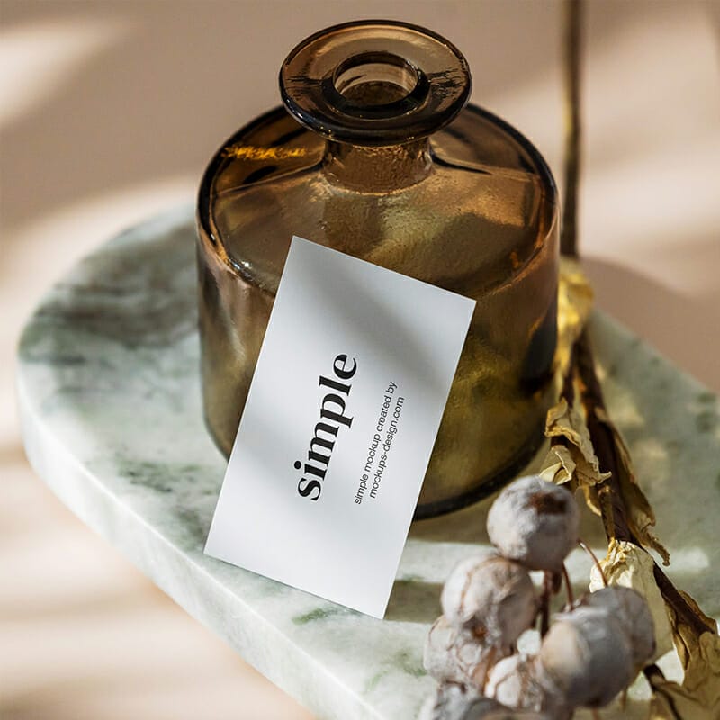 Free Business Card With The Dark Vase Mockup PSD