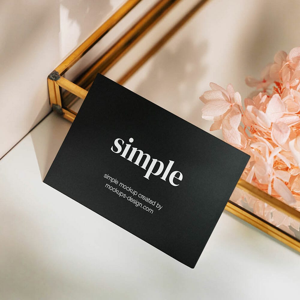 Free Business Card With The Mirror Mockup PSD