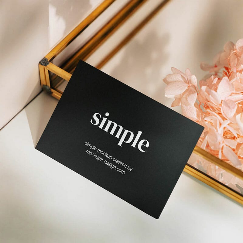 Free Business Card With The Mirror Mockup PSD