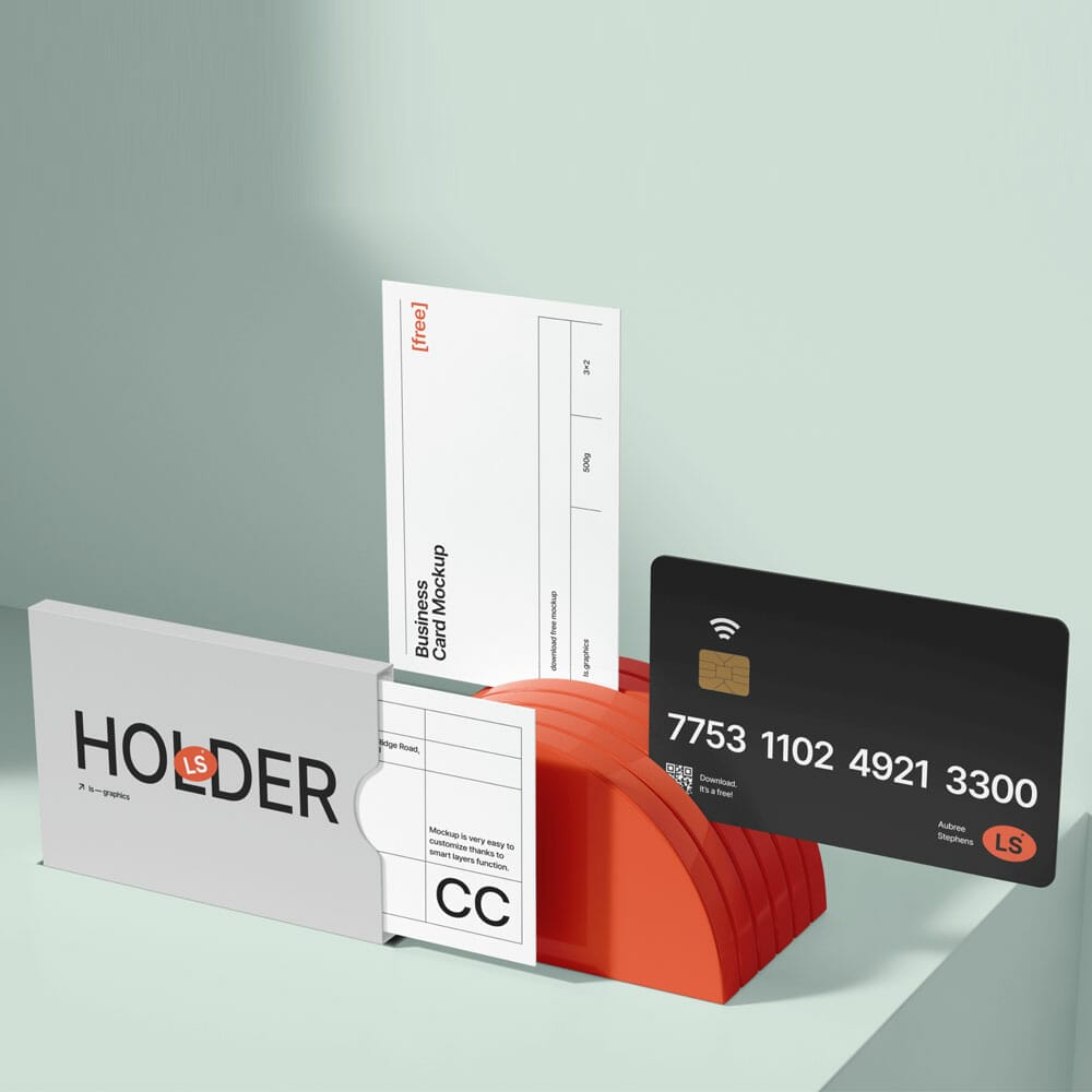 Free Cardholder With Cards Mockup PSD