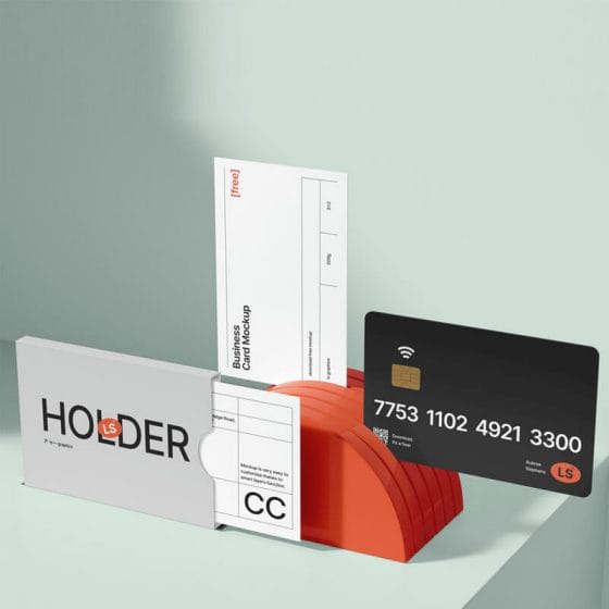 Free Cardholder With Cards Mockup PSD